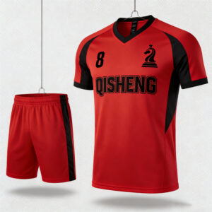 Direct Factory Black and RED Color Team Football Jersey Soccer T-shirt Sets Soccer Wear Uniform Maillot