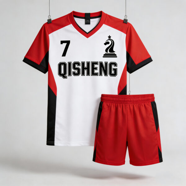 Customized Soccer Jersey Thailand Quality Custom Dark RED Color Blocking Team Football Jerseys Sets
