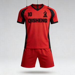 cjh (19) Customized Soccer Jersey Quality Custom Crimson Red AND BLACK Color Blocking Team Football Jerseys Sets