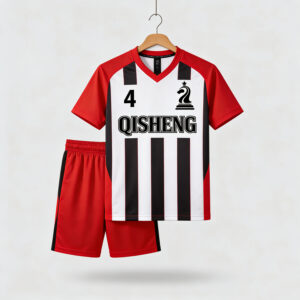 cjh (21) Direct Factory RED and Black Color Football Jersey Soccer T-shirt Sets