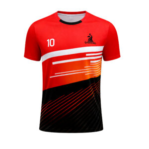 球服反推与改写-(5) 2025-2026 Collection Red, white & brown color blocking Casual Sports T Shirts